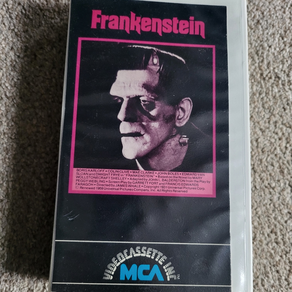 Frankenstein VHS 1984 MCA Rainbow Horror Classic Boris Karloff Rare Classic Film